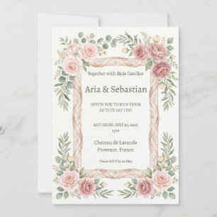 Convites Noiva Rosa Bege com Renda Quadro Casamento