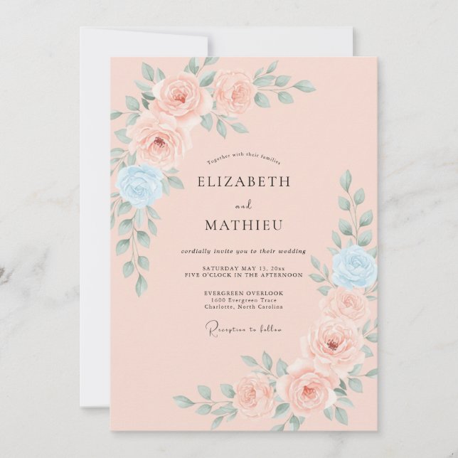 Convites Noiva Rosa Dainty Rose Casamento (Frente)