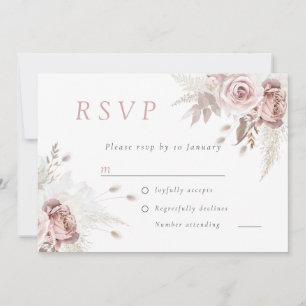 Convites Noiva Rosa Empoeirada Floral Digital RSVP para Cas