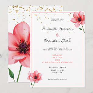 Convites Noiva Rosa Floral Confete Quadro Casamento Chic