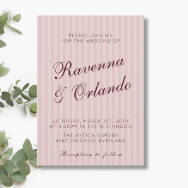 Convites Noiva Rosa Retro Listras Vinho Burgundy Casamento