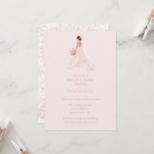 Convites Noiva Rosa Tinta Alcoólica Brunch & Bubbly