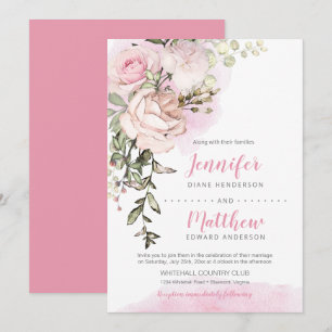 Convites Noiva Rosado Floral Drop Casamento