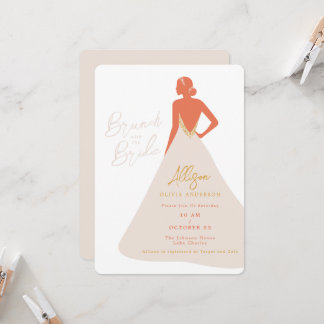 Convites Noiva Silhueta em Vestido de Couture Brunch Nupcia