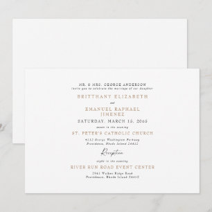 Convites Noiva Simples Branco & Ouro Pais Casamento 