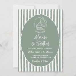 Convites Noiva Simples Pintada à Mão Verde Sage Casamento