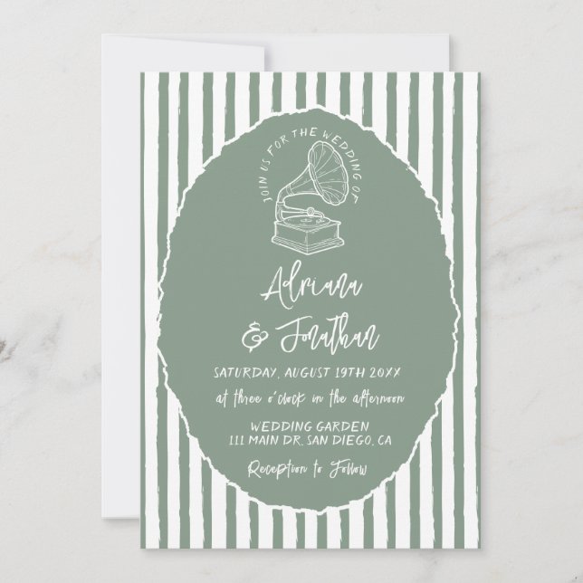 Convites Noiva Simples Pintada à Mão Verde Sage Casamento (Frente)