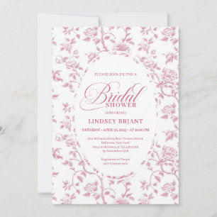 Convites Noiva Toile de Jouy de Rosas Rosa Bege Atemporal S
