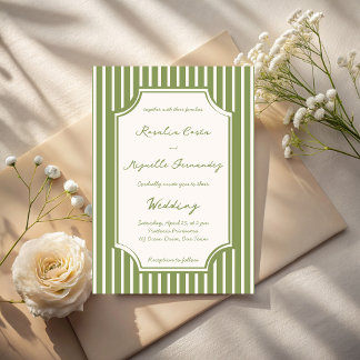 Convites Noiva verde vintage listras casamento