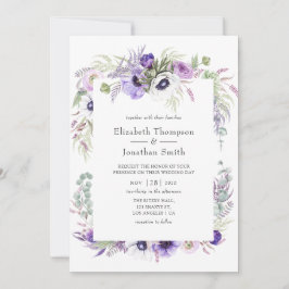 Convites Noiva Violeta Empoeirada Floral Aquarela