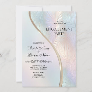 Convites Noivado Abstrato Iridescente Moderno