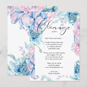 Convites Noivado Adiado Aquarela Floral Rosa e Azul