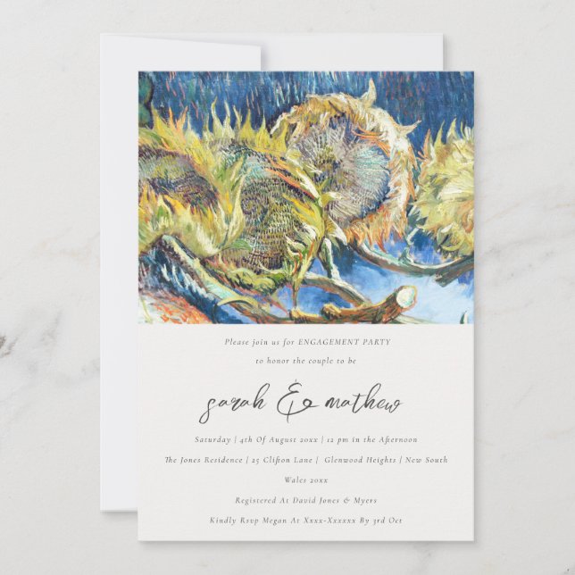 Convites Noivado Amarelo Amarelo de Girassol com Script Mín (Frente)