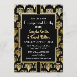 Convites Noivado Art Deco Gatsby 1920 OURO