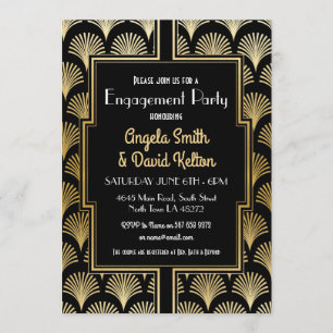 Convites Noivado Art Deco Gatsby 1920 OURO