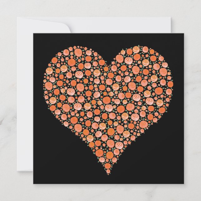 Convites Noivado Black Tangerine Rosa Heart Invite (Frente)