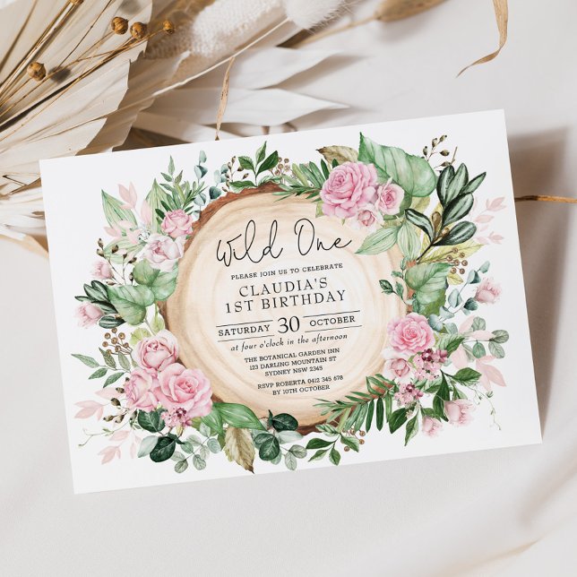 Convites Noivado bonito de Uma Menina Floral Rosa Blush (Criador carregado)