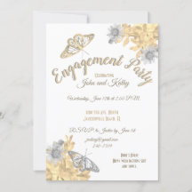 Noivado Borboletas Douradas e Prateadas