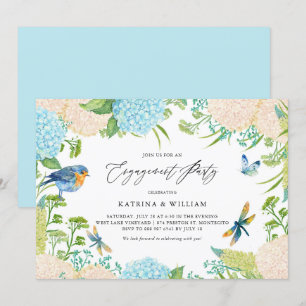 Convites Noivado Botânico de Hydrangeas Azuis e Brancas