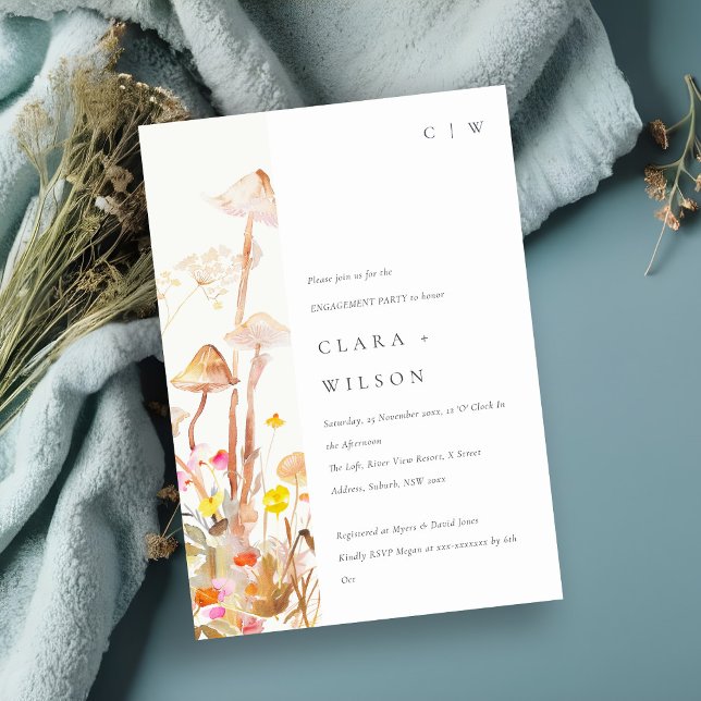 Convites Noivado Botânico de outono de Cogumelo (Criador carregado)
