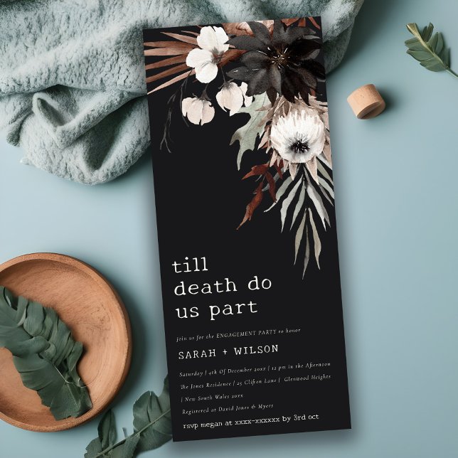 Convites Noivado Botânico Preto-Ferrugem Boho (Criador carregado)