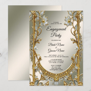 Convites Noivado Branco do Ornamentado Dourado