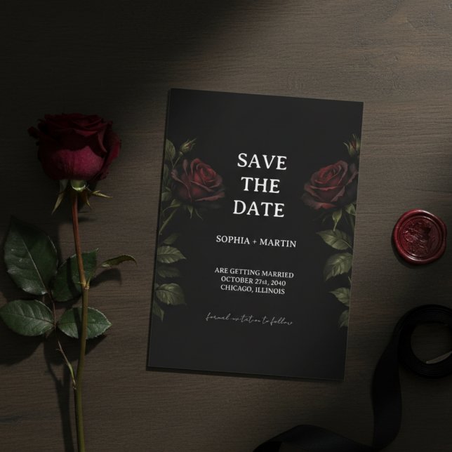 Convites Noivado Casamento Gótico Rosa Vermelha Dark Romanc (Criador carregado)
