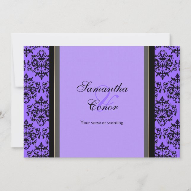 Convites noivado casamento tema damasco preto (Frente)