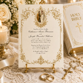 Convites Noivado Católico de Maria e José Casamento