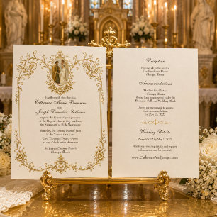 Convites Noivado Católico de Maria e José Casamento