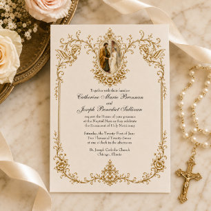 Convites Noivado Católico de Maria e José Casamento