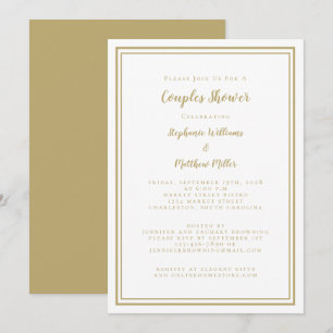 Convites Noivado Chá de casamento casal Branco Dourado