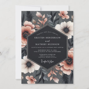 Convites Noivado Charcoal Blush Somber Flora