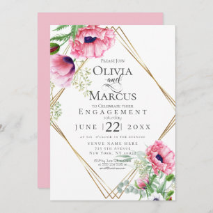 Convites Noivado Cópulas Cor-de-Água Rosa