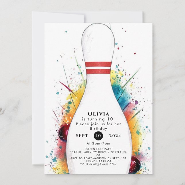 Convites Noivado da Boliche Retro Whimsical (Frente)