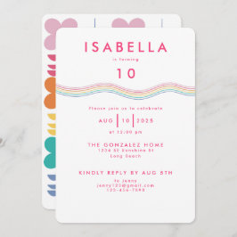 Convites Noivado da Flor Retro-Vibrante Divertida