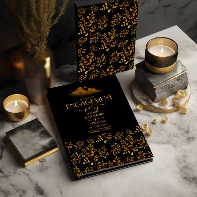 Convites Noivado da Lua das Nuvens Douradas Místicas (Criador carregado)