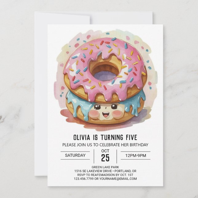 Convites Noivado das Rosquinhas Rosa (Frente)