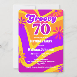 Convites Noivado de 70 Laranja de Groovy Wave-Daisies