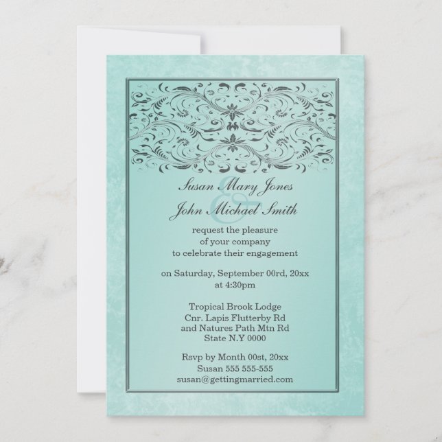 Convites Noivado de aniversário de casamento da cinza azul (Frente)