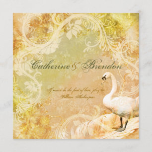Convites noivado de aves florais de Peach vintage