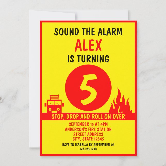 Convites Noivado de Bombeiros de Crianças Vermelhas e Amare (Frente)