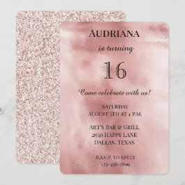 Convites Noivado de Brilhante Cintilante Glama Rosa Chic