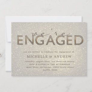 Convites noivado de brilho dourado