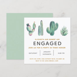 Convites Noivado de Cactus Excessivo com Aquarela