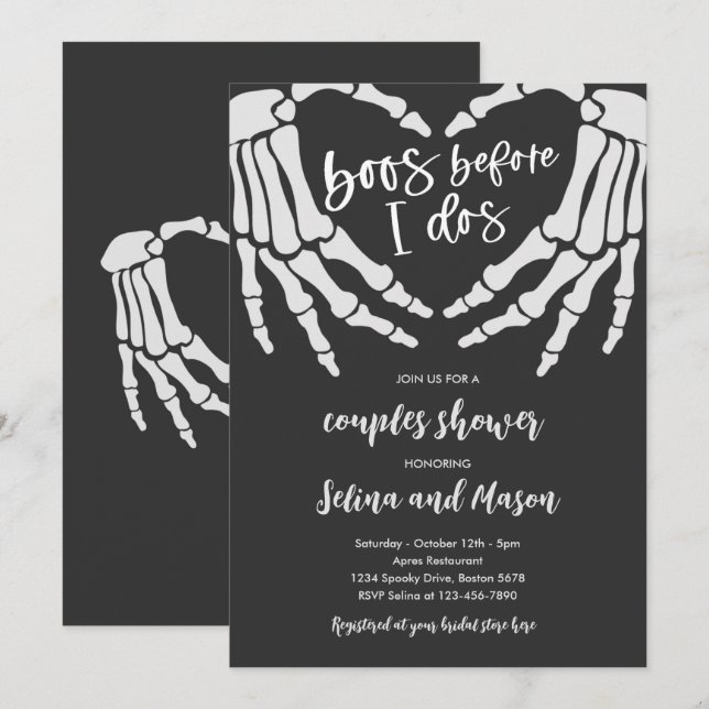 Convites Noivado de Casais Boos Antes dos Eu Dos de Hallowe (Frente/Verso)