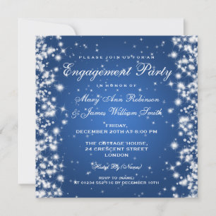 Convites Noivado de Casamento Blue Sparkle