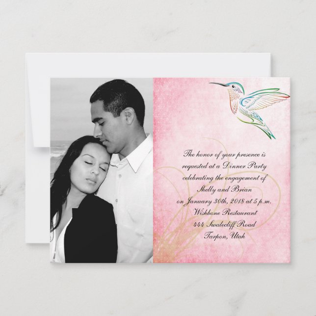 Convites Noivado de Casamento com Aquarela Rosa (Frente)