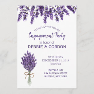 Convites Noivado de Casamento com Flor Lilac Lavanda Roxo