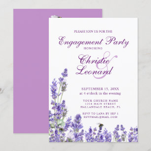 Convites Noivado de Casamento das Flores de Lavander Roxo E